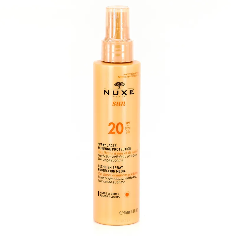 NUXE Sun Leche Corporal y facial Spray SPF20, 150ml.