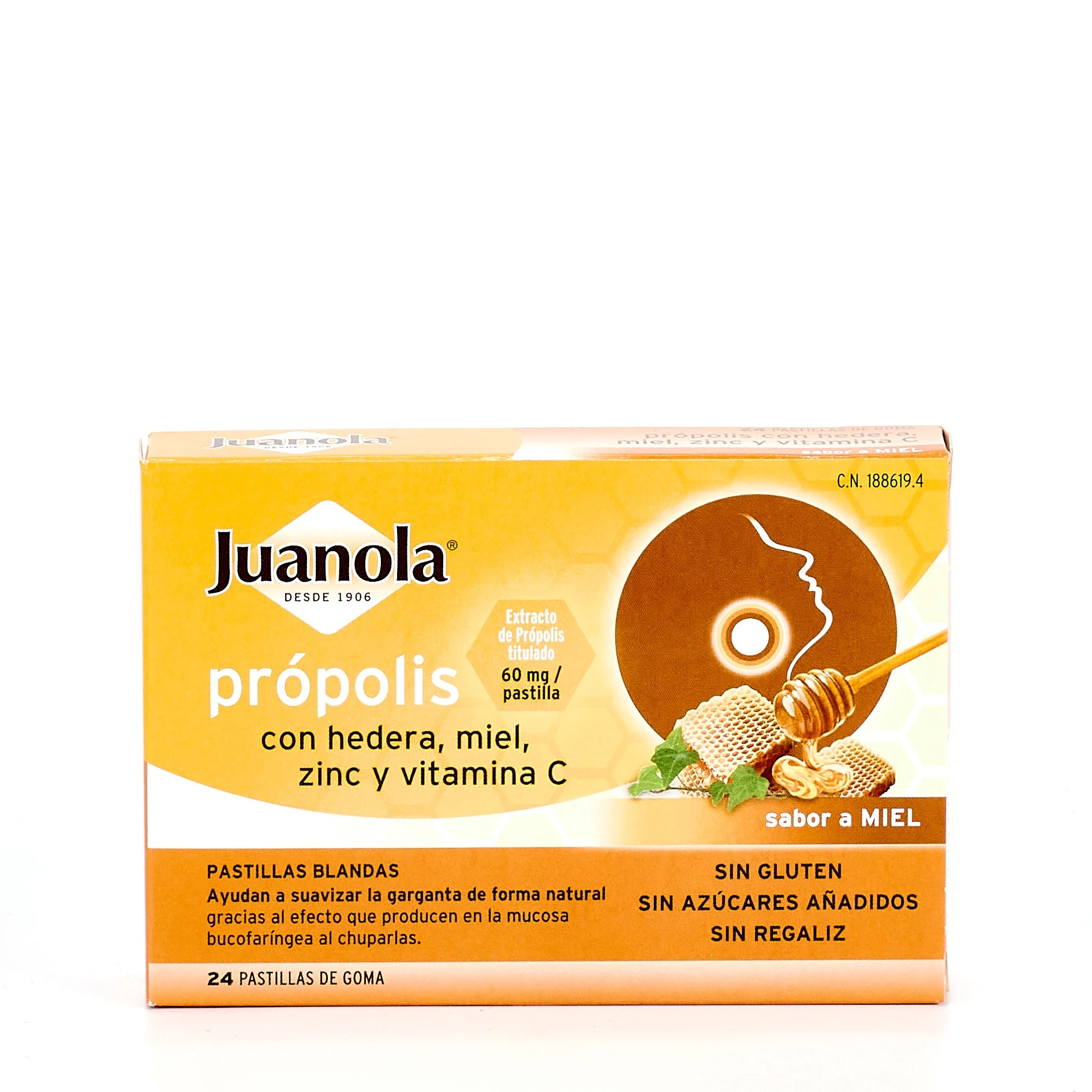 JUANOLA PROPOLIS HEDERA LIMON MIEL 24 PASTILLAS BLANDAS