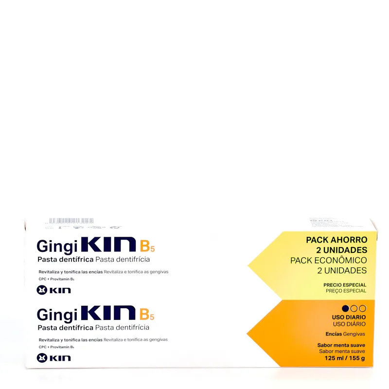 GingiKin B5 Pasta Dentífrica duplo, 2x125ml GingiKin B5 Pasta Dentífrica duplo, 2x125ml