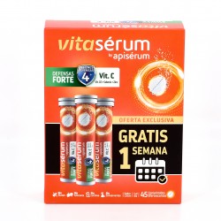 VITASERUM BY APISERUM DEFENSAS FORTE 2 ENVASES 30 + 15 COMPRIMIDOS EFERVESCENTES PACK