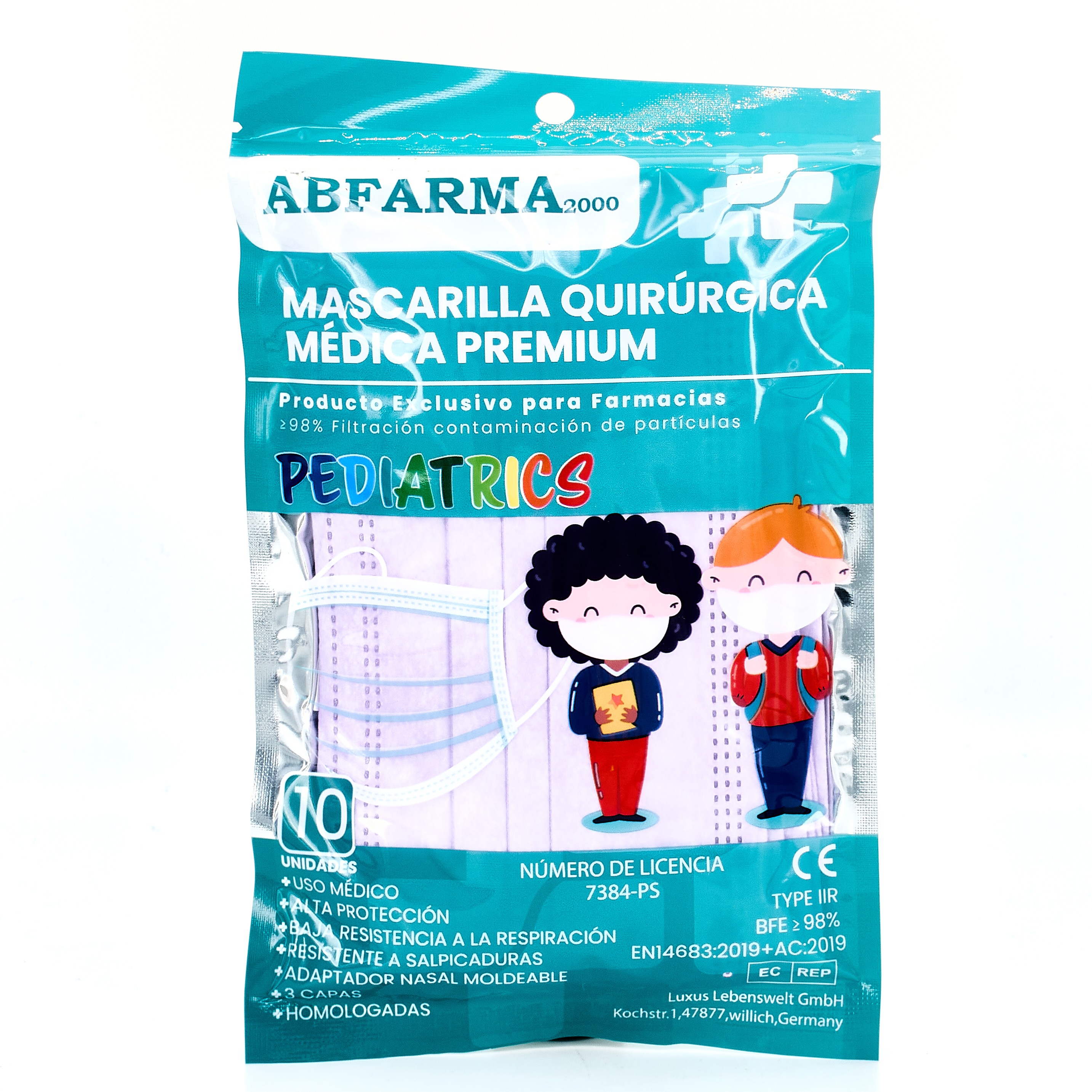 MASCARILLA QUIRURGICA INFANTIL MORADA 10 UDS