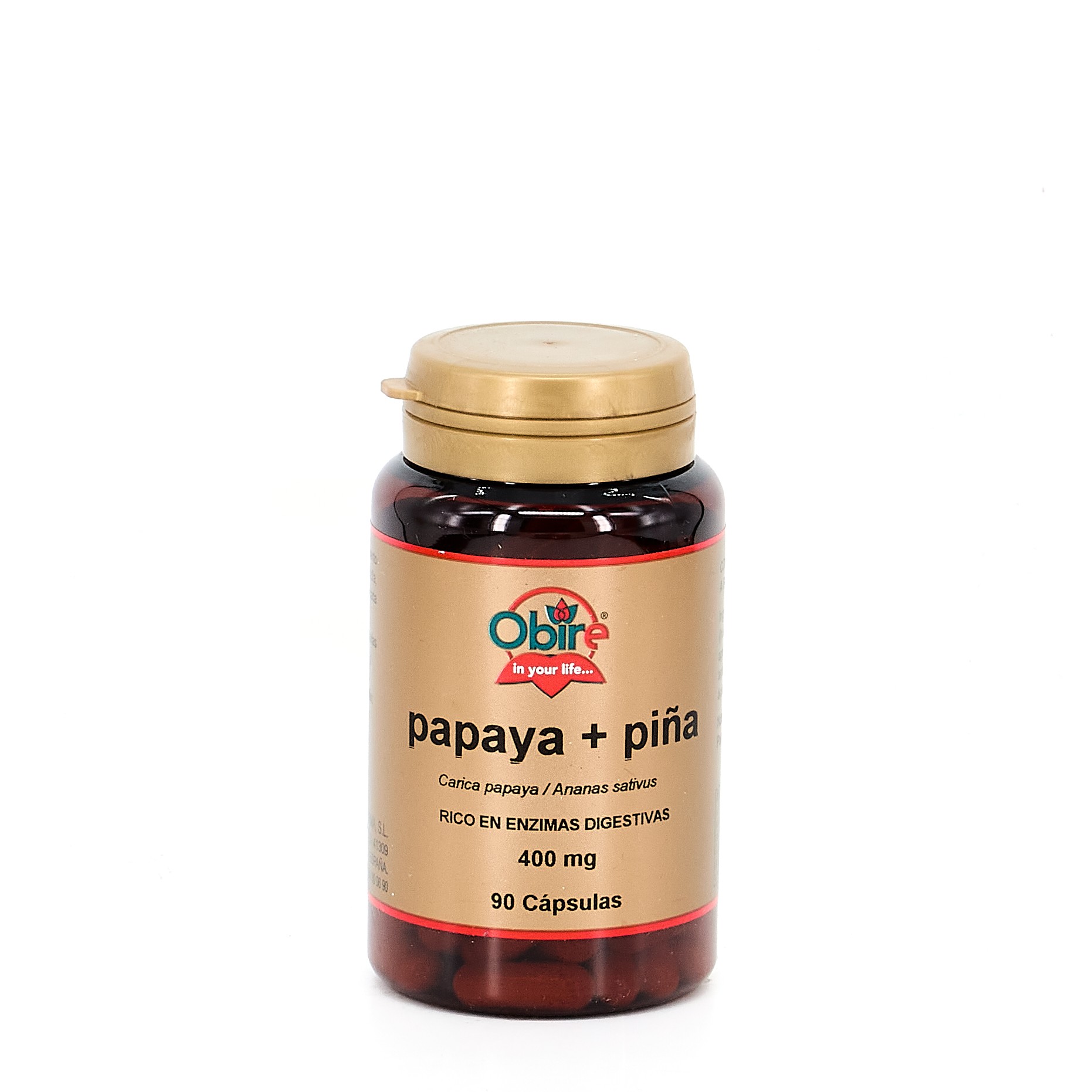 Obire Papya + Piña 400 mg, 90 Caps.