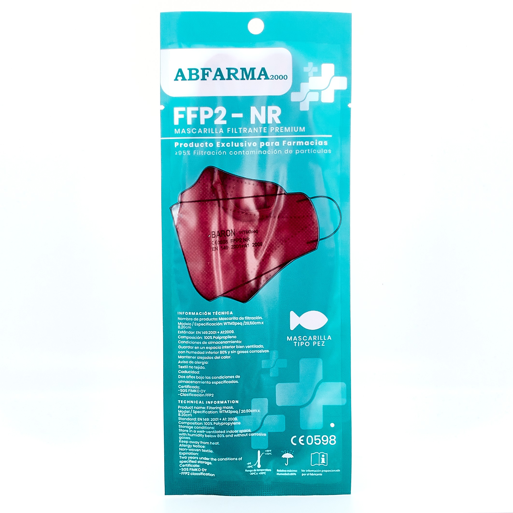 MASCARILLA FFP2 PEZ BURDEOS