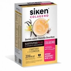 Siken Colágeno batido sustitutivo sabor vainilla, 6 sobres.