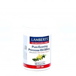 LAMBERTS Onagra-Aceite de Prímula Puro 500 mg, 180 cápsulas.