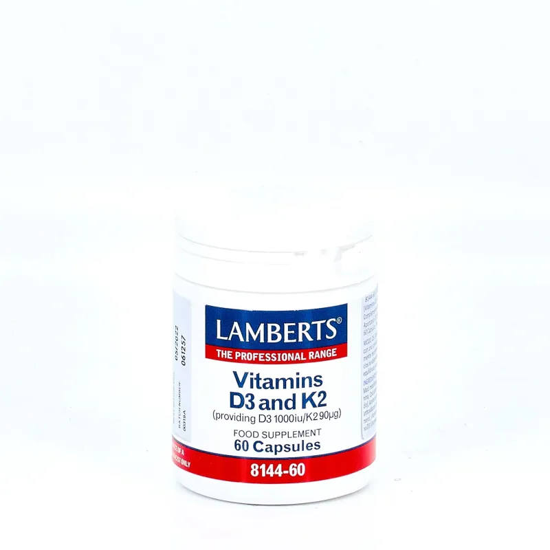LAMBERTS Vitamins D3 & K2, 60 cápsulas.