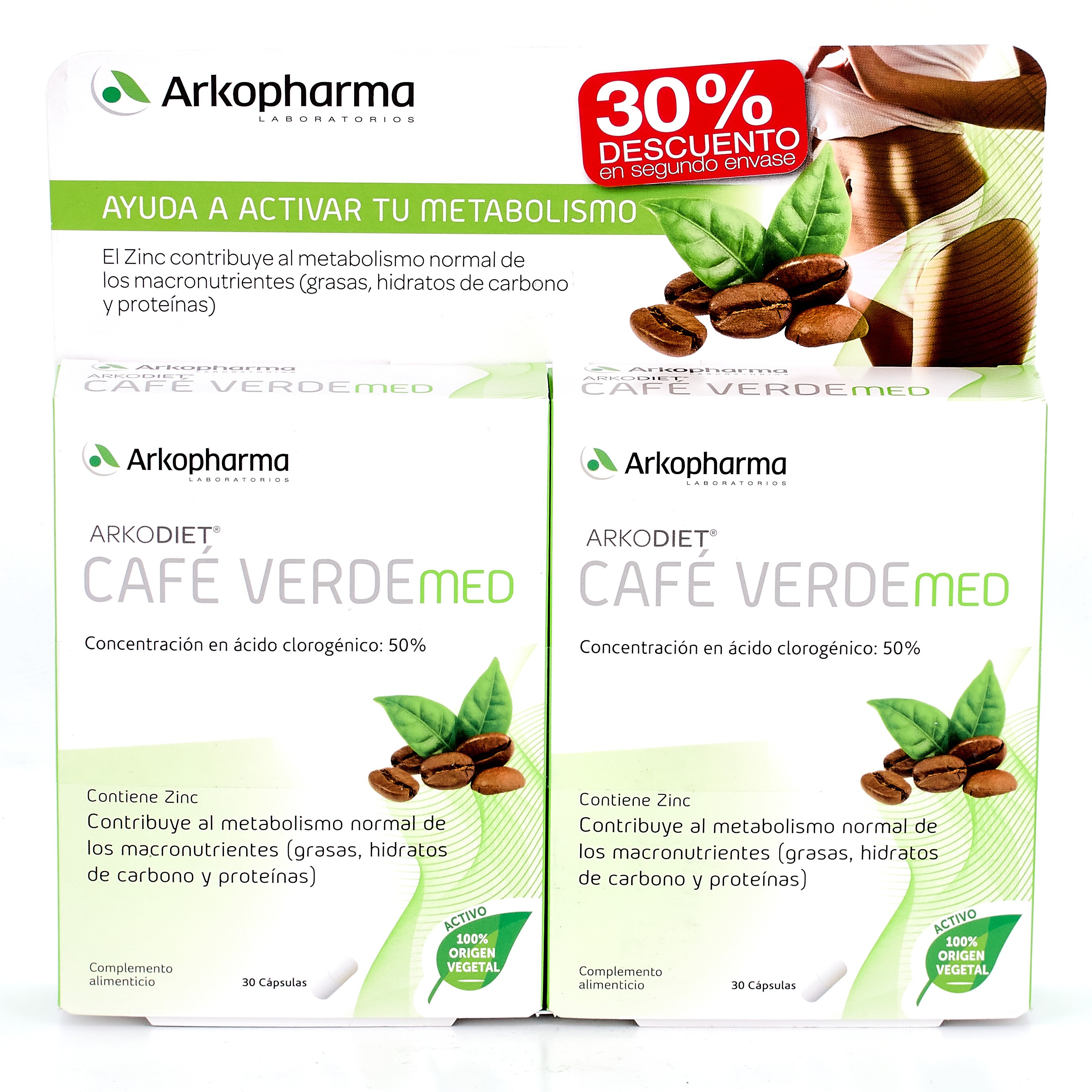 ARKODIET CAFÉ VERDE 800 2X30 CAPSULAS