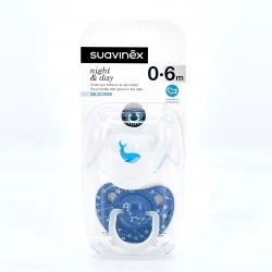 Suavinex Chupete Silicona T Anatomica Noche 0- 6 M, 2 Unidades.