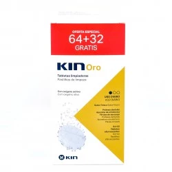 Kin Oro Tabletas limpiadoras prótesis dental, 64 + 32 tabletas