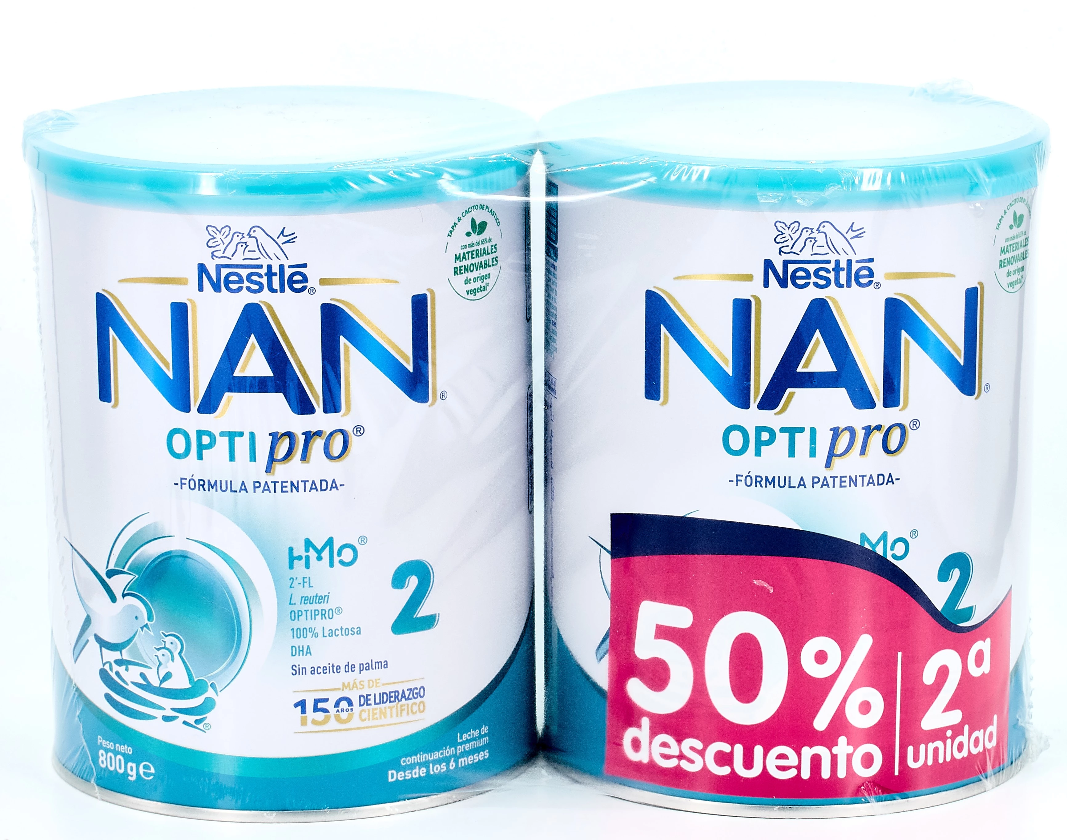 Nestle NAN Optipro 2 leche continuación pack duplo, 2x800gr