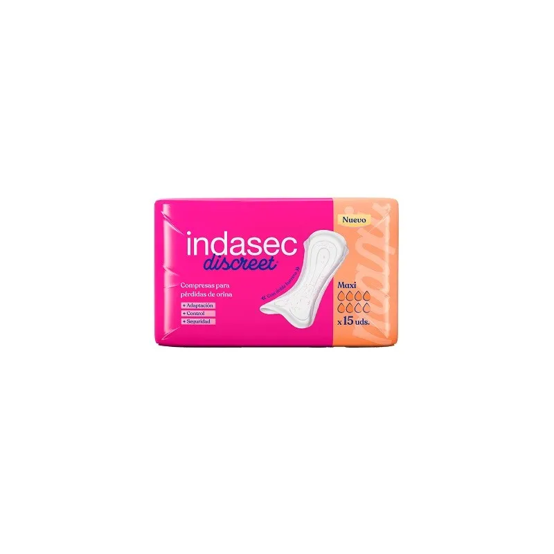Indasec Discreet® Maxi para pérdidas leves, 15 compresas Indasec Discreet® Maxi para pérdidas leves, 15 compresas