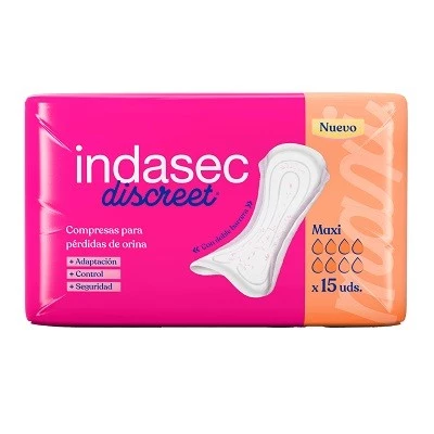 Indasec Discreet® Maxi para pérdidas leves, 15 compresas