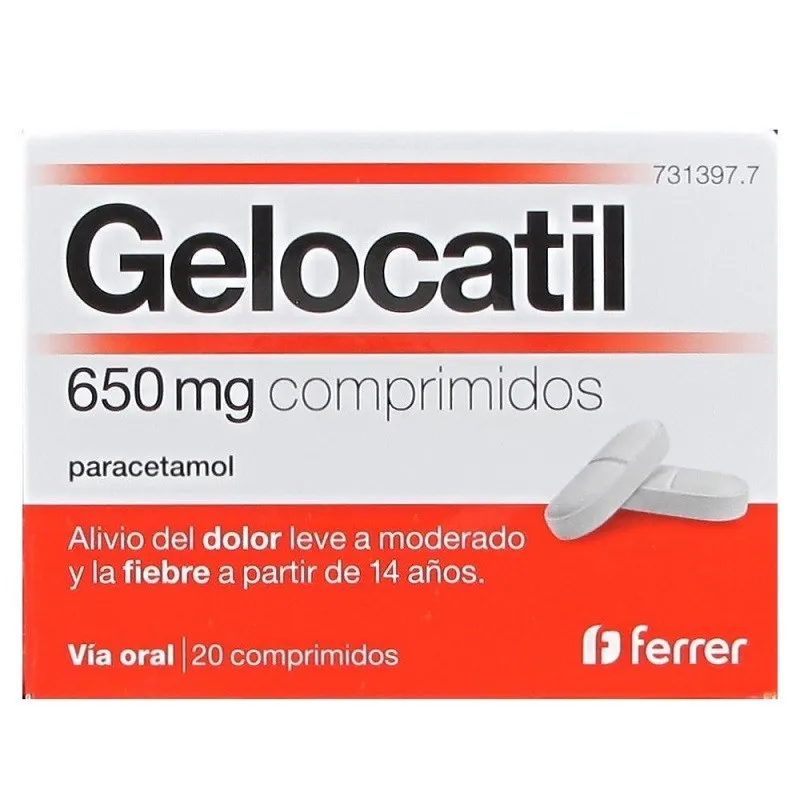 Gelocatil 650 mg, 20 Comprimidos. Gelocatil 650 mg, 20 Comprimidos.