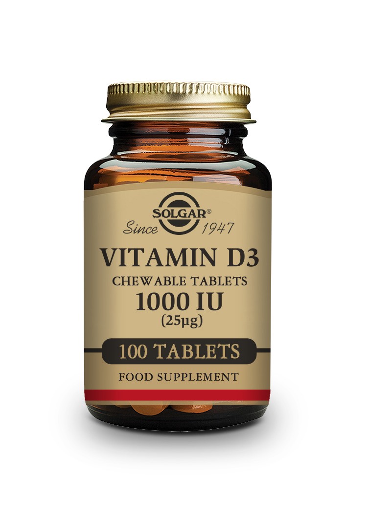 Solgar Vit D3 1000 UI, 100 Comp. Masticables.