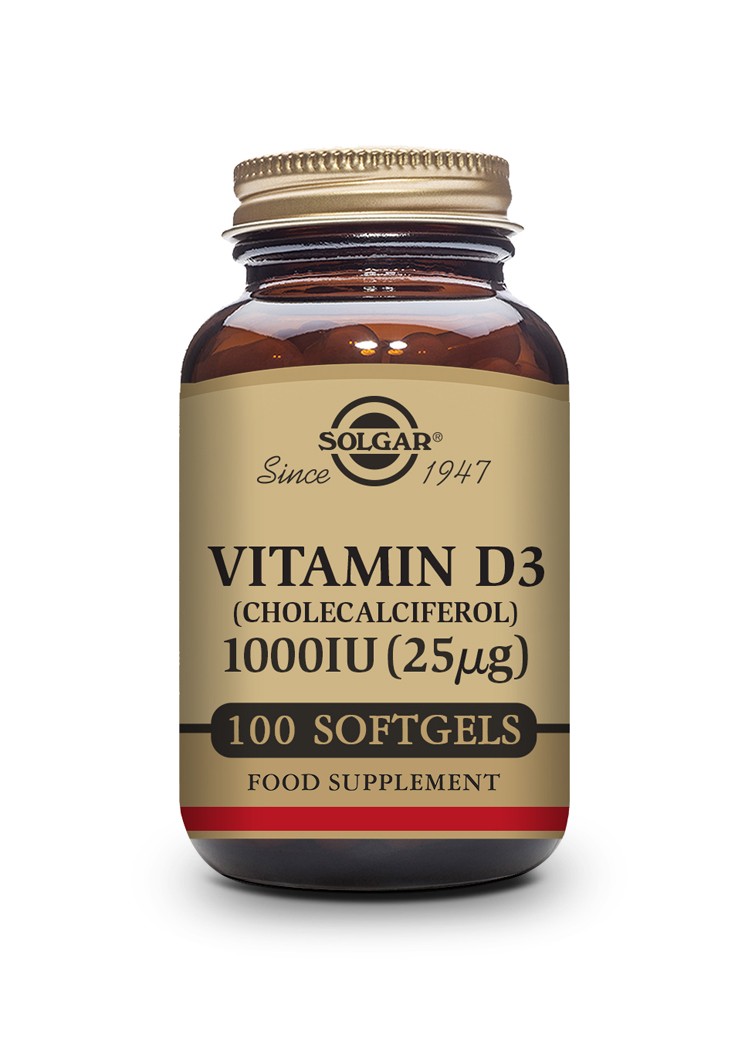 Solgar Vit D3 1000 UI 25 mcg, 100 Caps.