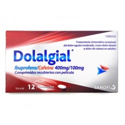 Dolalgial ibuprofeno/cafeína 400 mg/100 mg, 12 comprimidos recubiertos