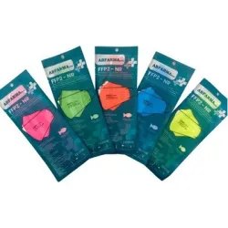 Mascarilla FFP2 tipo pez color fluor, 1 unidad