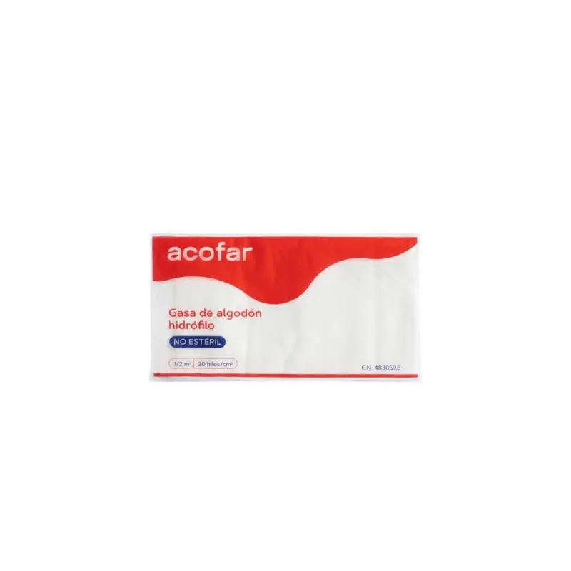 Acofar gasa de algodón hidrófilo no estéril 20 hilos, 0,5 m