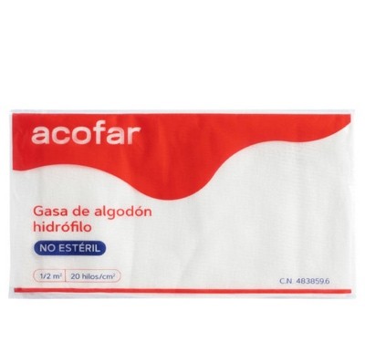 Acofar gasa de algodón hidrófilo no estéril 20 hilos, 0,5 m