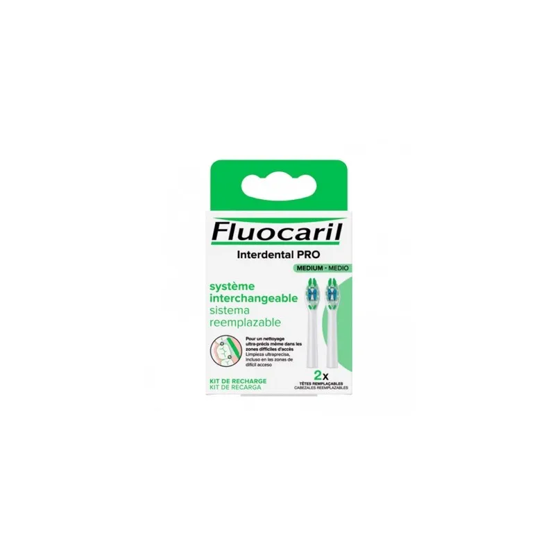 Fluocaril interdental PRO kit de recarga medio, 2 cabezales reemplazables Fluocaril interdental PRO kit de recarga medio, 2 cabezales reemplazables