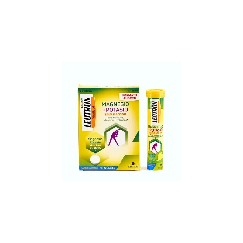 Leotron vitalidad magnesio + potasio triple acción, 54 comprimidos efervescentes