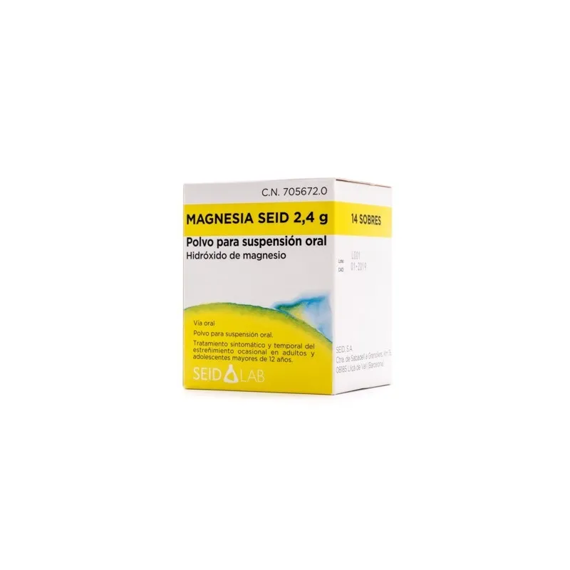Magnesia SEID 2,4 g, 14 sobres en polvo para suspensión oral Magnesia SEID 2,4 g, 14 sobres en polvo para suspensión oral