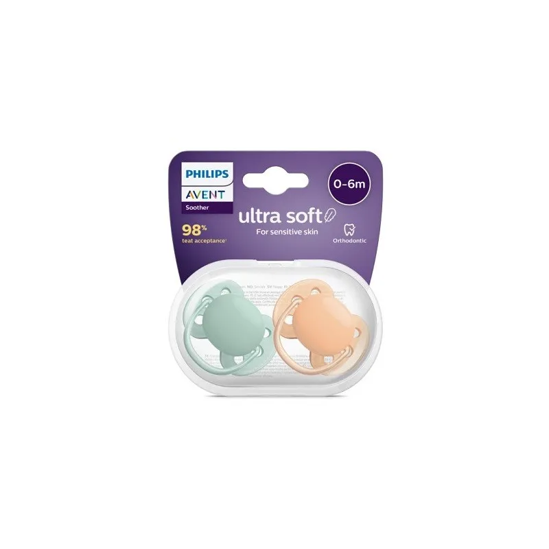 Avent ultra soft orthodontic 0-6 m, 2 chupetes