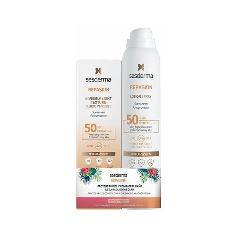 Sesderma pack repaskin fluido invisible + aerosol corporal transparente SPF 50' Sesderma pack repaskin fluido invisible + aerosol corporal transparente SPF 50'