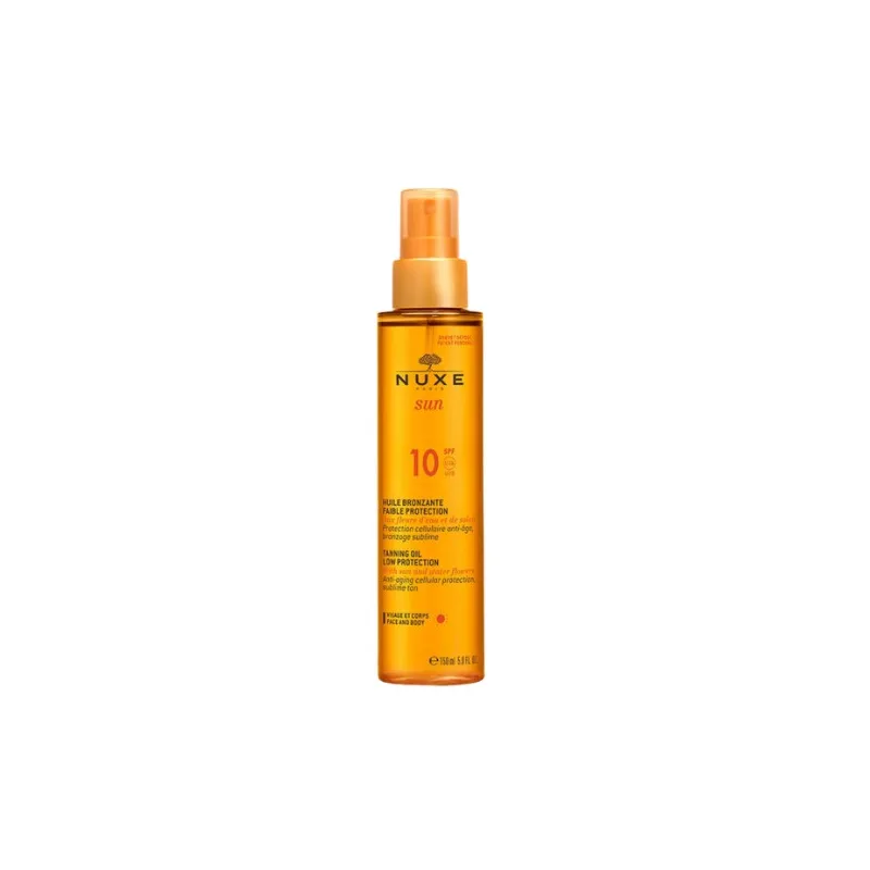 NUXE Sun Aceite bronceador rostro y cuerpo SPF10, 150ml.