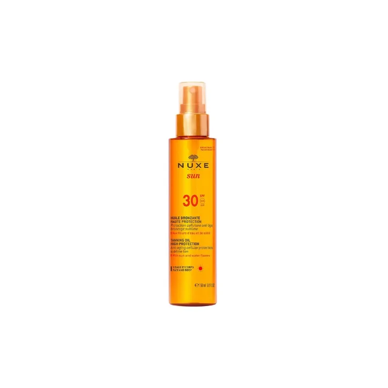 NUXE Sun Aceite bronceador rostro y cuerpo SPF30, 150ml.