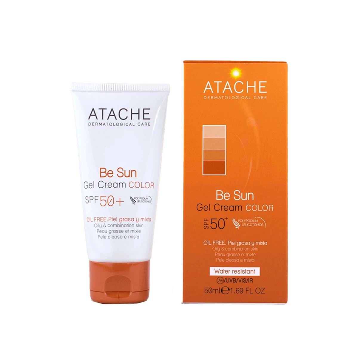 Atache Be Sun Gel Crema Color SPF50+, 50ml.