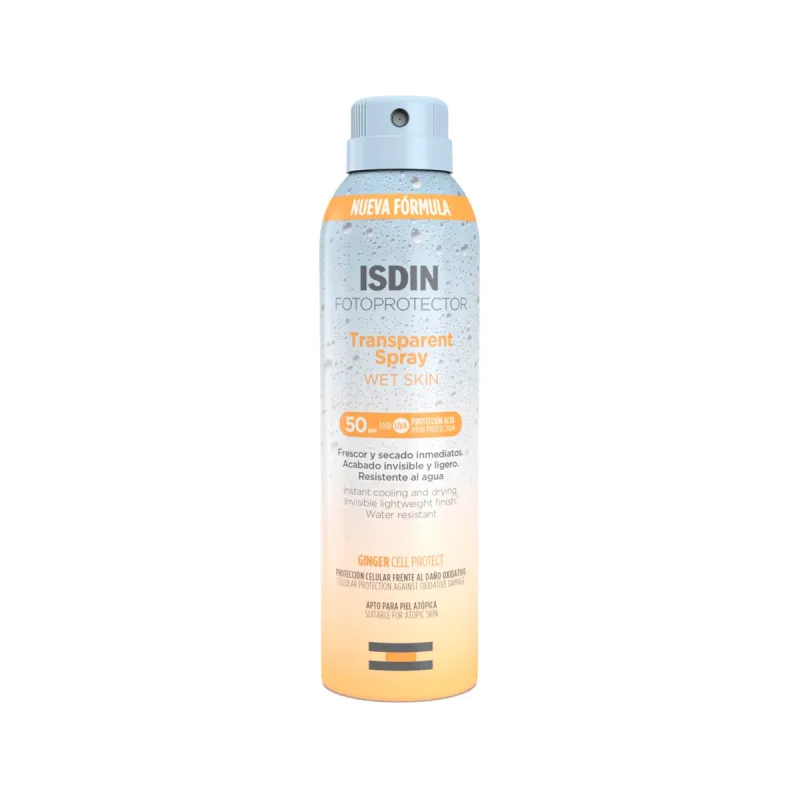 Isdin Fotoprotector Spray Transparent Wet SPF50, 250ml. Isdin Fotoprotector Spray Transparent Wet SPF50, 250ml.
