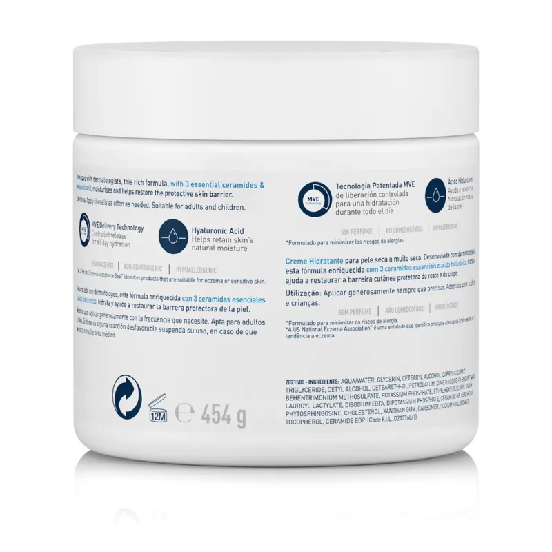 Cerave Crema Hidratante Piel Seca, 454gr.