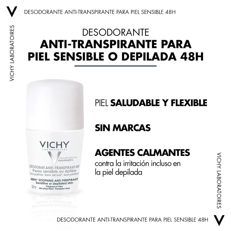 Vichy desodorante antitranspirante piel sensible, 50ml Vichy desodorante antitranspirante piel sensible, 50ml