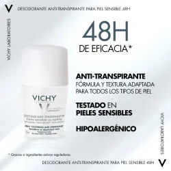 Vichy desodorante antitranspirante piel sensible, 50ml Vichy desodorante antitranspirante piel sensible, 50ml