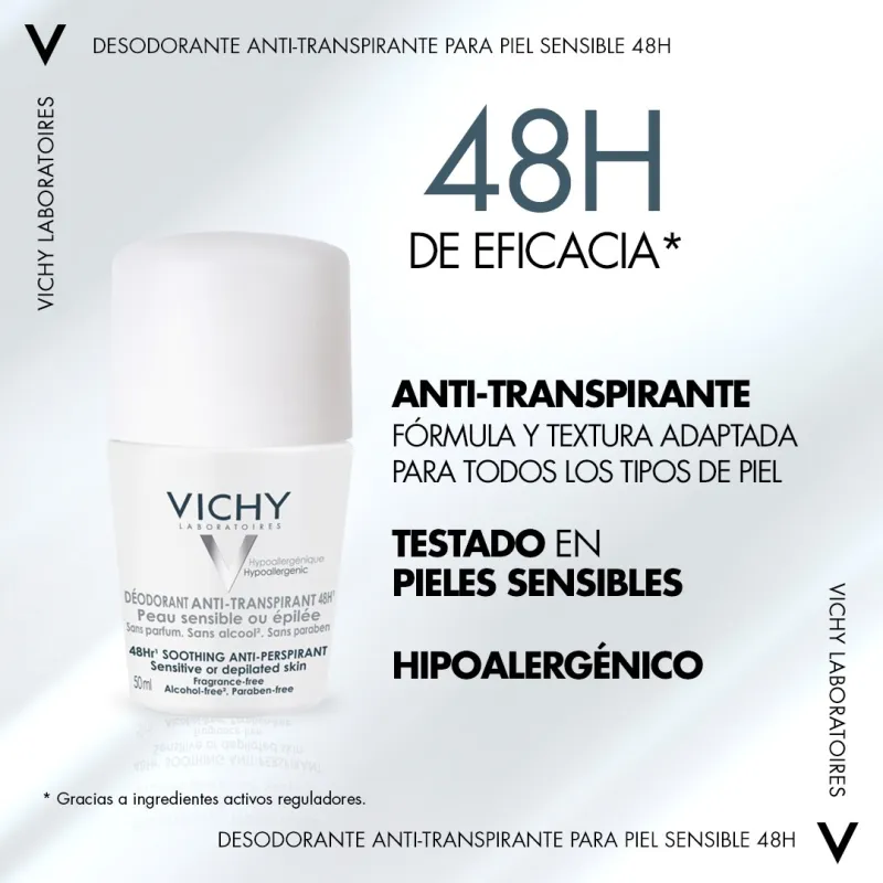 Vichy desodorante antitranspirante piel sensible, 50ml Vichy desodorante antitranspirante piel sensible, 50ml