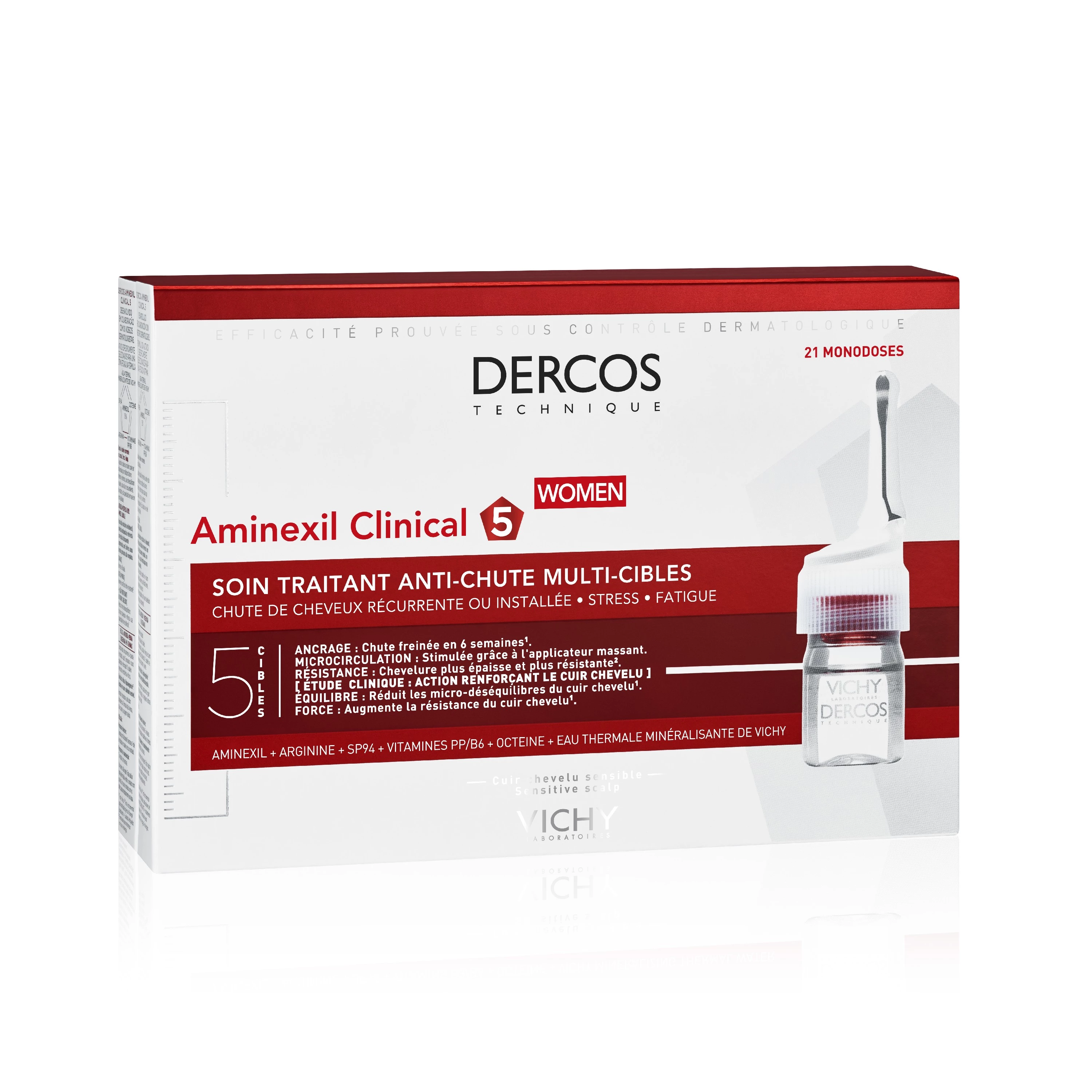 Vichy Dercos Aminexil Clinical 5 Mujer 21 monodosis