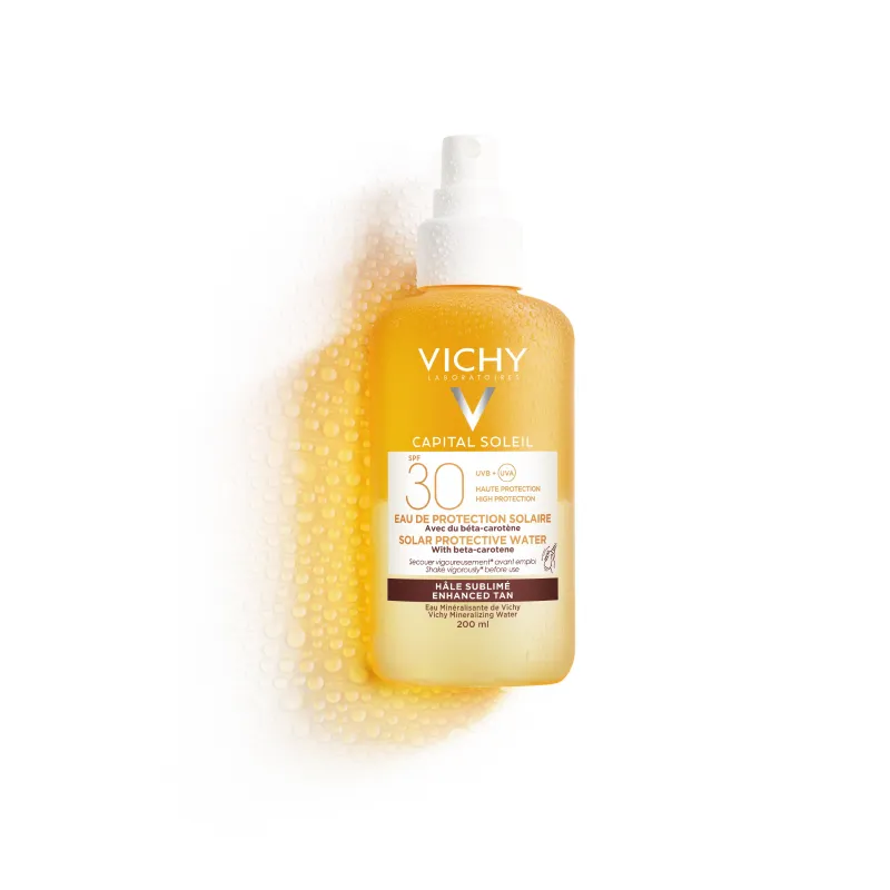 Vichy Ideal Soleil Agua de protección solar SPF30+ luminosidad, 200ml