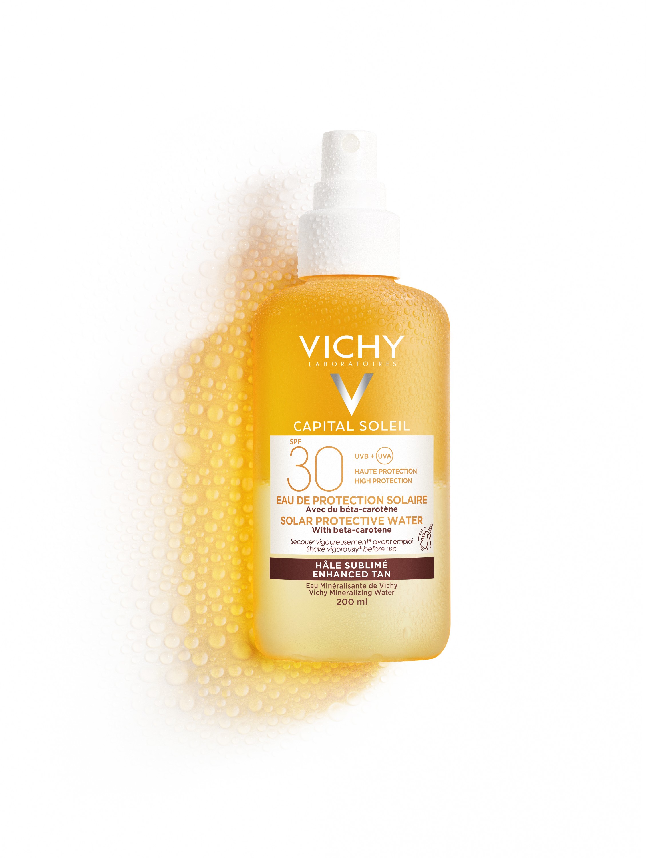 Vichy Ideal Soleil Agua de protección solar SPF30+ luminosidad, 200ml