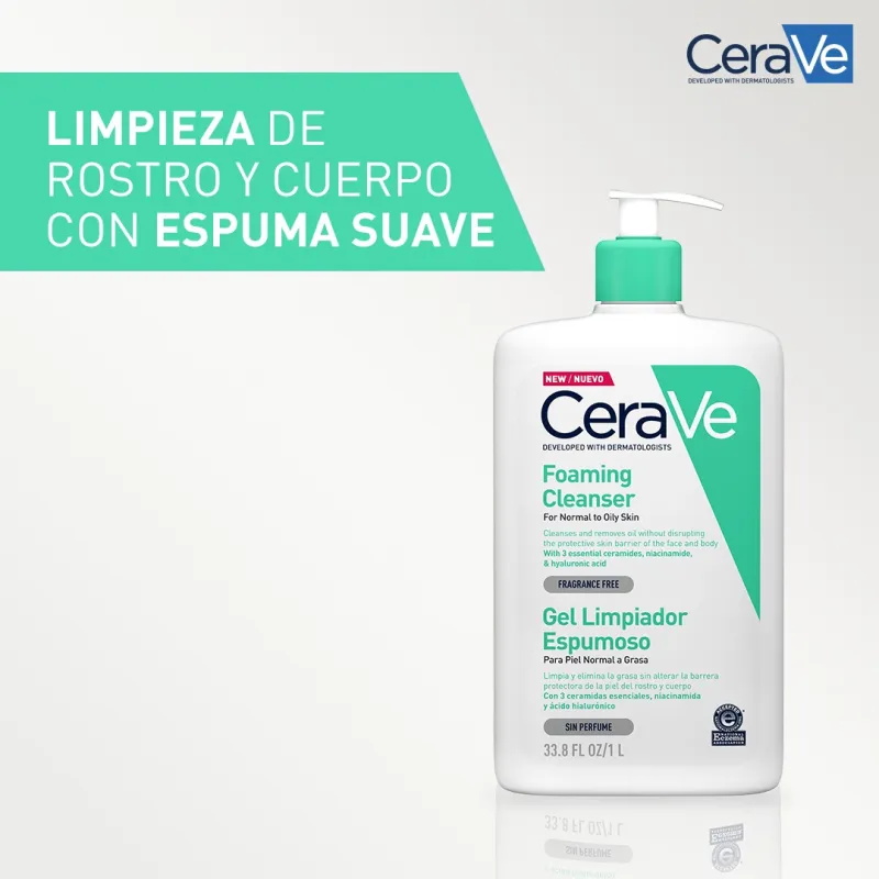 CERAVE GEL LIMPIADOR ESPUMOSO 1L