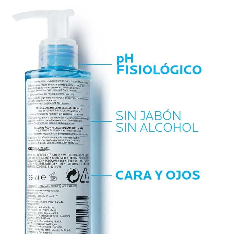 La Roche Posay gel micelar fisiológico, 200ml. La Roche Posay gel micelar fisiológico, 200ml.