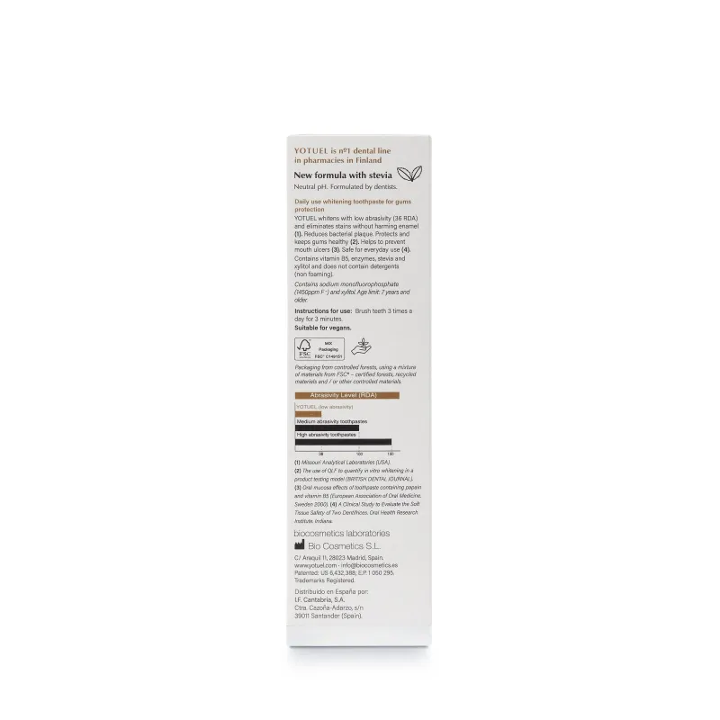 YOTUEL PASTA DENTAL BLANQUEADORA 50 ML. YOTUEL PASTA DENTAL BLANQUEADORA 50 ML.