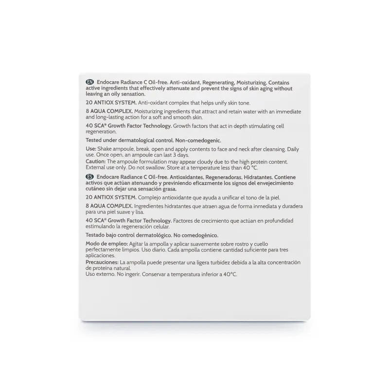 Endocare Radiance-C oil-free, 10 ampollas| Farmacia Barata