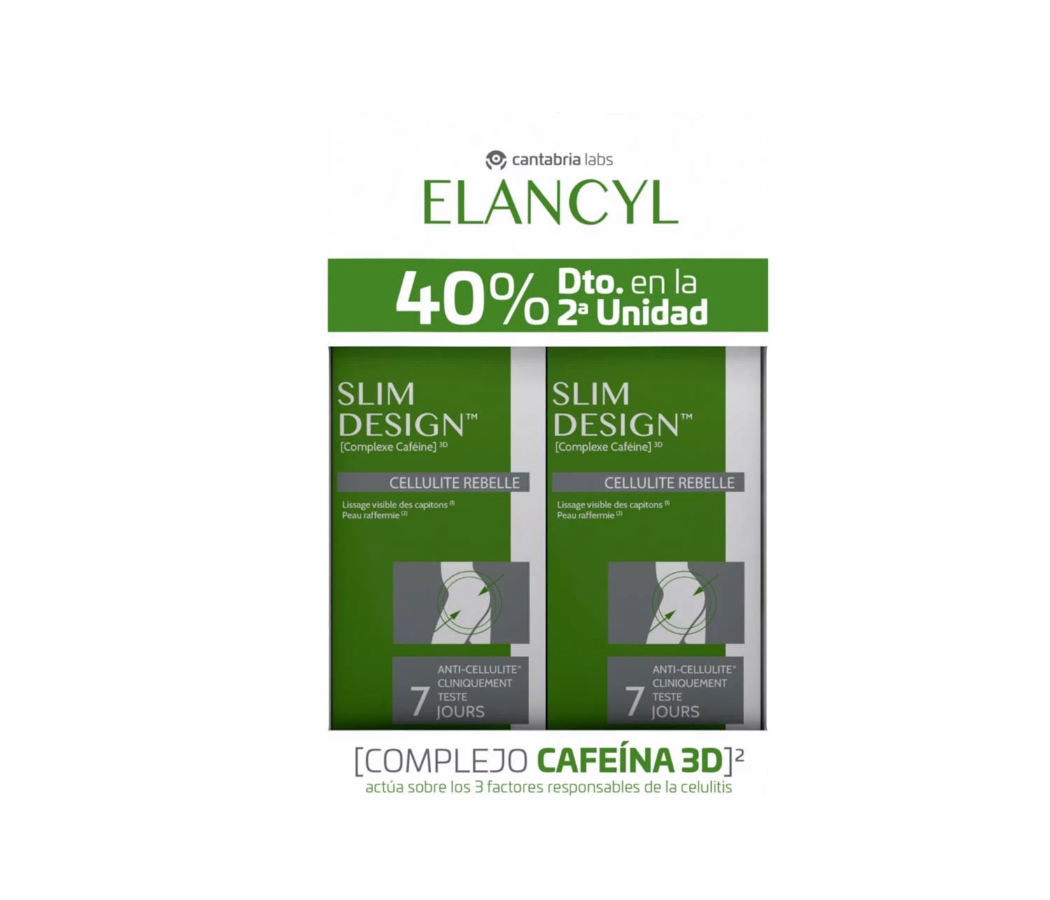 Elancyl slim design celulitis rebelde duplo, 2x200 ml