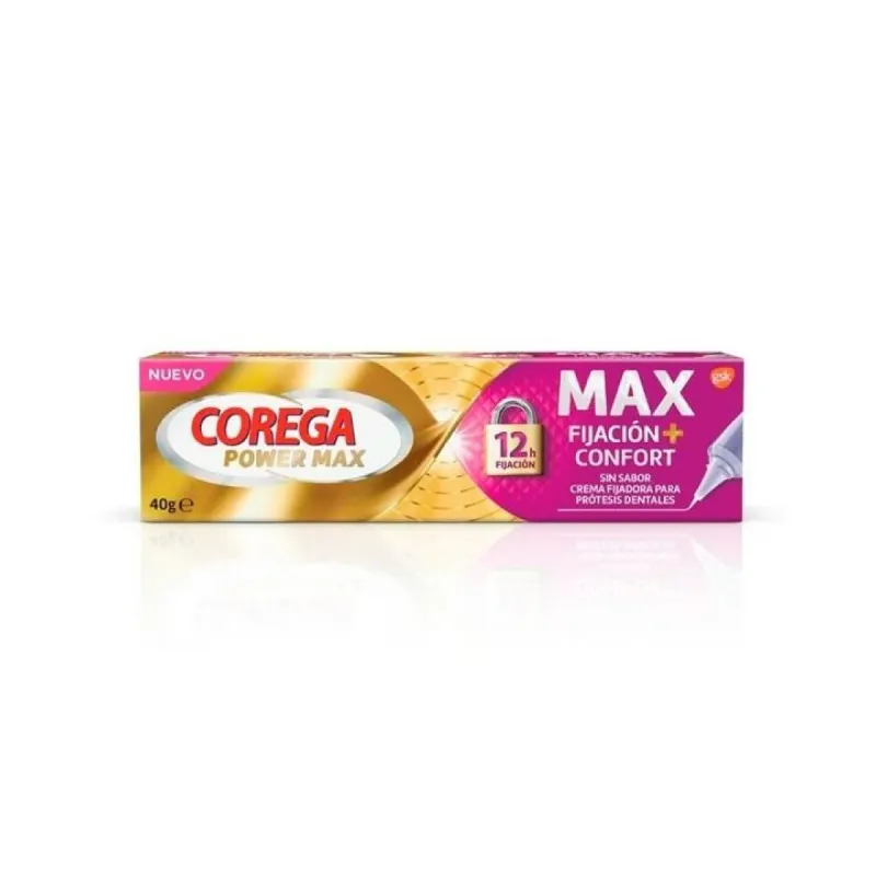 Corega Power Max fijación + comfort sin sabor, 40 g