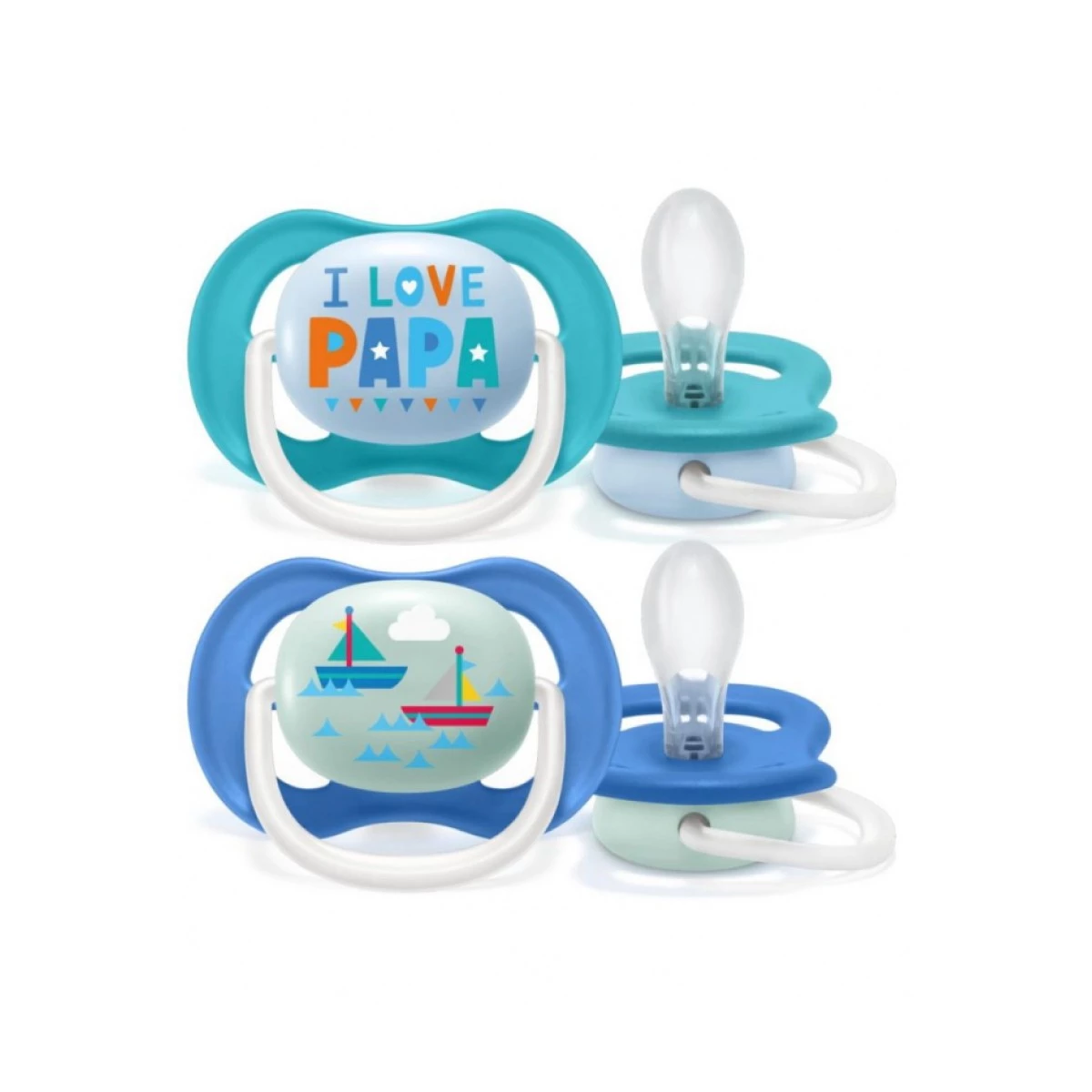 Avent chupete I Love Papa + Barco, 6 - 18 meses, 2 unidades