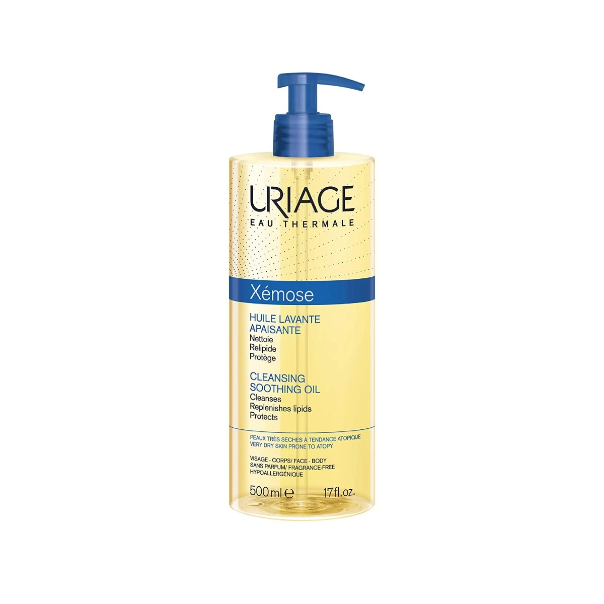 Uriage Xémose Aceite limpiador ducha y baño, 500 ml