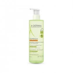 A-Derma Exomega gel limpiador emoliente 2 en 1 cuerpo y cabello, 500ml.