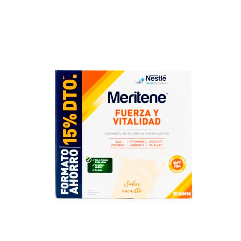 Meritene Fuerza y Vitalidad Vainilla AHORRO, 30 Sobres. Meritene Fuerza y Vitalidad Vainilla AHORRO, 30 Sobres.