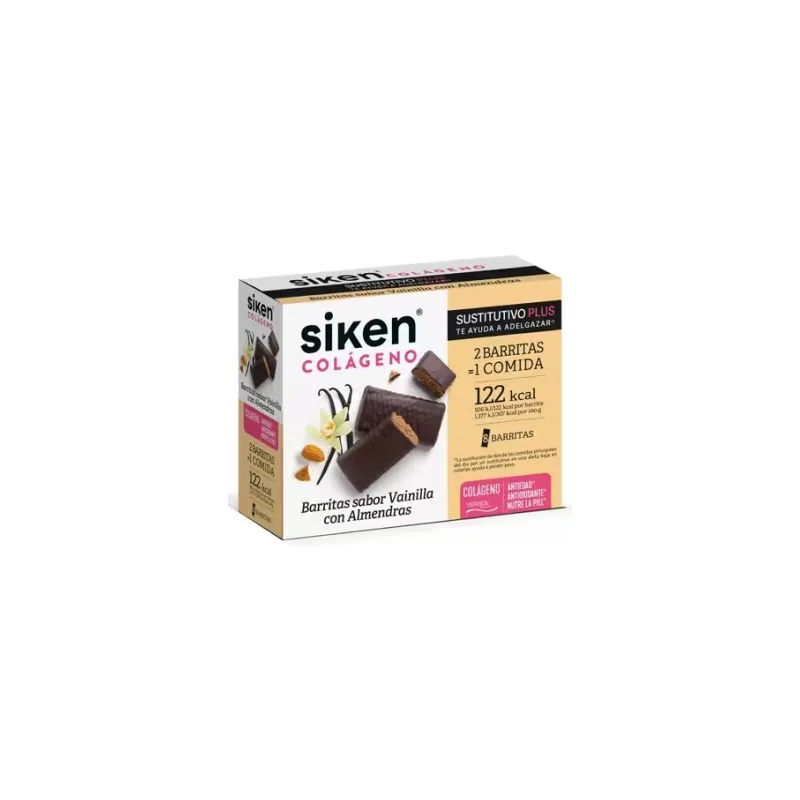 Siken sustitutivo colageno barrita sabor vainilla 8 barritas, 40 g